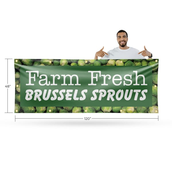 Signmission Farm Fresh Brussels Sprouts, 48 Inch x 120 Inch, Vinyl Banner - B-120-30582