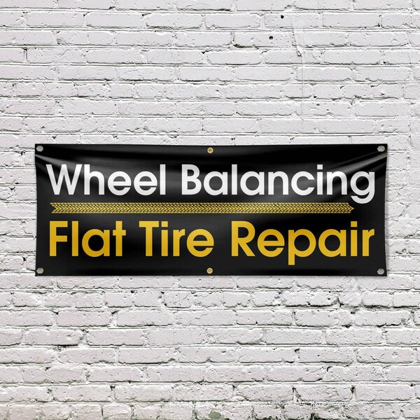 Signmission Wheel Balancing Flat Tire Repair, 24 Inch x 72 Inch, Vinyl Banner - B-72-30941