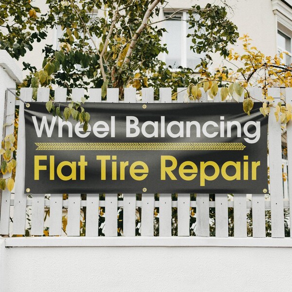 Signmission Wheel Balancing Flat Tire Repair, 24 Inch x 72 Inch, Vinyl Banner - B-72-30941