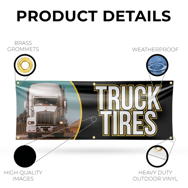 Signmission Semi Truck Tires, 24 Inch x 72 Inch, Vinyl Banner - B-72-30851
