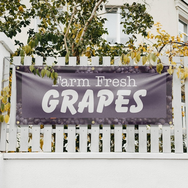 Signmission Farm Fresh Grapes, 24 Inch x 72 Inch, Vinyl Banner - B-72-30594