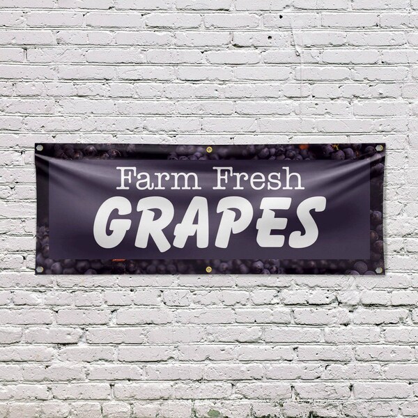 Signmission Farm Fresh Grapes, 24 Inch x 72 Inch, Vinyl Banner - B-72-30594