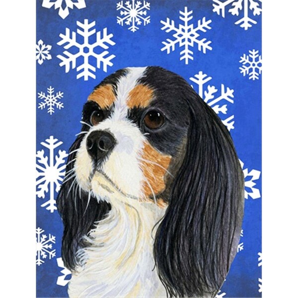 Patioplus 11 x 15 in. Cavalier Spaniel Winter Snowflakes Holiday Garden Size Flag - PA888640