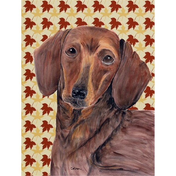 Patioplus 15 x 15 In. Dachshund Fall Leaves Portrait Flag; Garden Size - PA246663