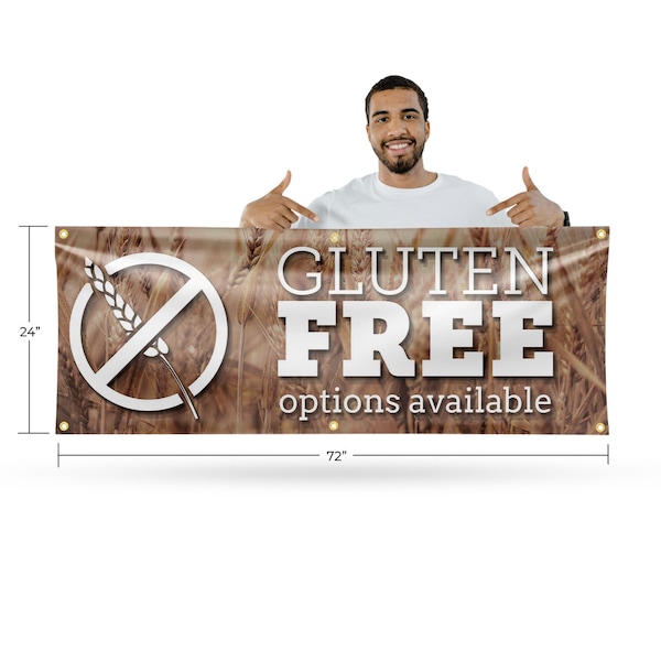 Signmission Gluten Free Options Available, 24 Inch x 72 Inch, Vinyl Banner - B-72-30672