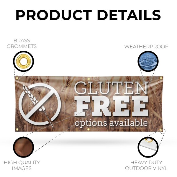 Signmission Gluten Free Options Available, 24 Inch x 72 Inch, Vinyl Banner - B-72-30672
