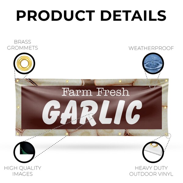 Signmission Farm Fresh Garlic, 36 Inch x 96 Inch, Vinyl Banner - B-96-30592