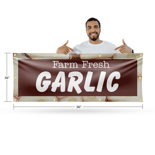 Signmission Farm Fresh Garlic, 36 Inch x 96 Inch, Vinyl Banner - B-96-30592