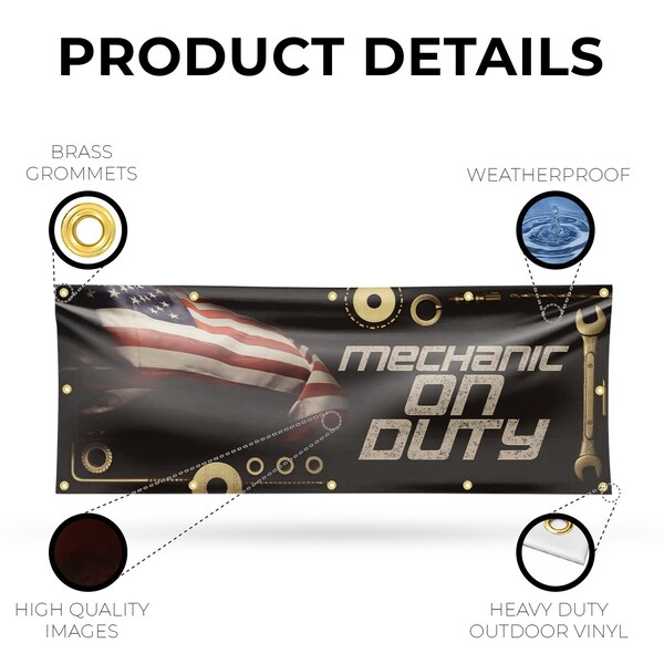 Signmission Mechanic On Duty, 48 Inch x 120 Inch, Vinyl Banner - B-120-30732