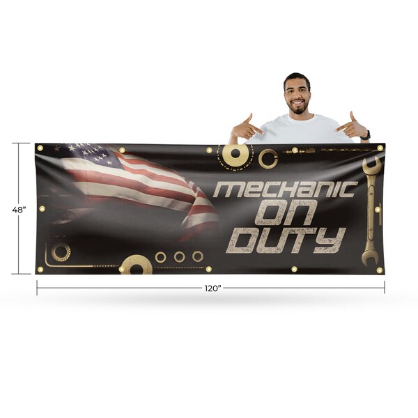 Signmission Mechanic On Duty, 48 Inch x 120 Inch, Vinyl Banner - B-120-30732