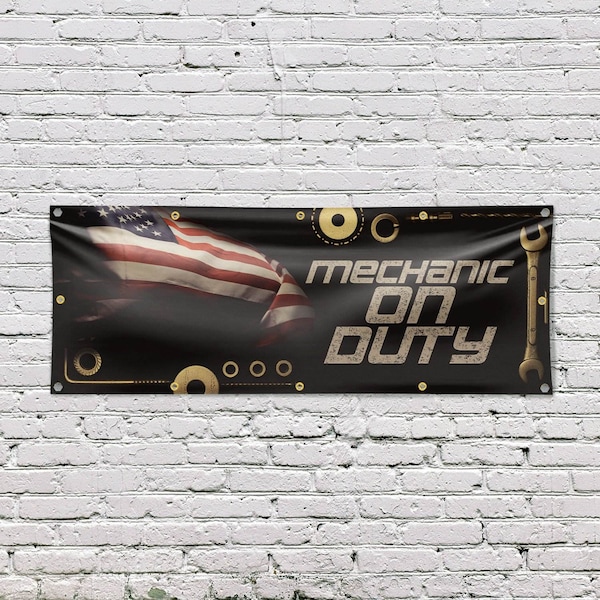 Signmission Mechanic On Duty, 48 Inch x 120 Inch, Vinyl Banner - B-120-30732