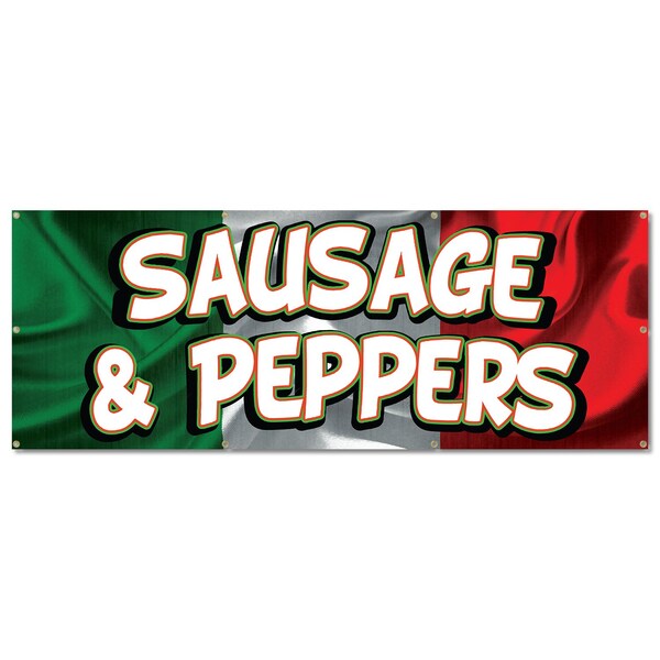 Signmission Sausage And Peppers, 36 Inch, Banner - B-96-30422