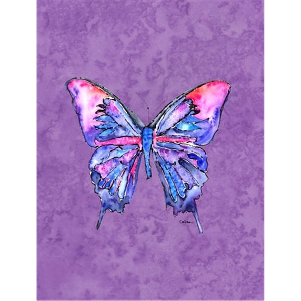 Carolines Treasures 28 x 40 In. Butterfly On Purple Flag Canvas- House Size - 8860CHF