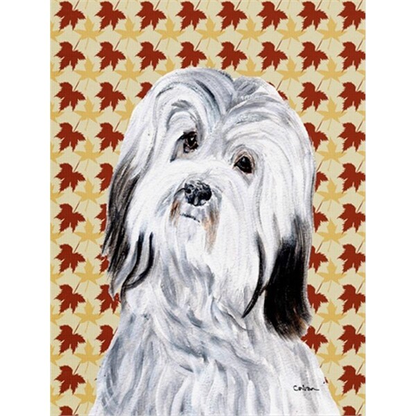 Carolines Treasures Havanese Fall Leaves Flag Canvas House Size - SC9689CHF