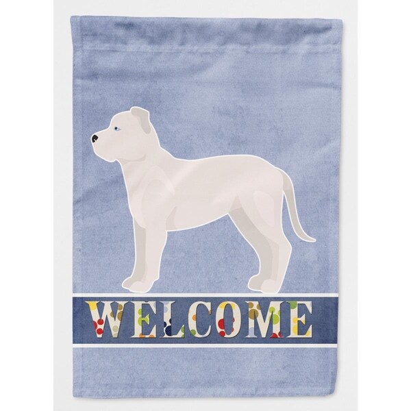 Carolines Treasures White Bullboxer Welcome Flag Canvas House Size - CK3714CHF