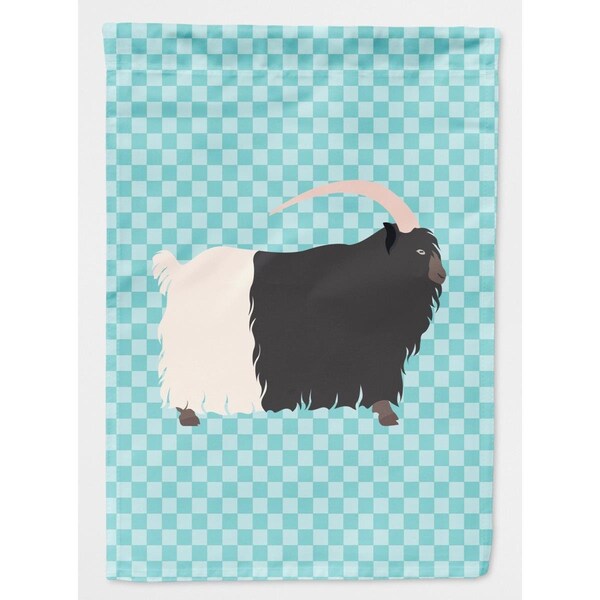 Carolines Treasures Welsh Black-Necked Goat Blue Check Flag Canvas House - BB8061CHF