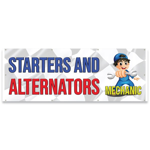 Signmission Starters And Alternators Mechanic Banner Concession Stand Food Truck Single Sided - B-96-30158