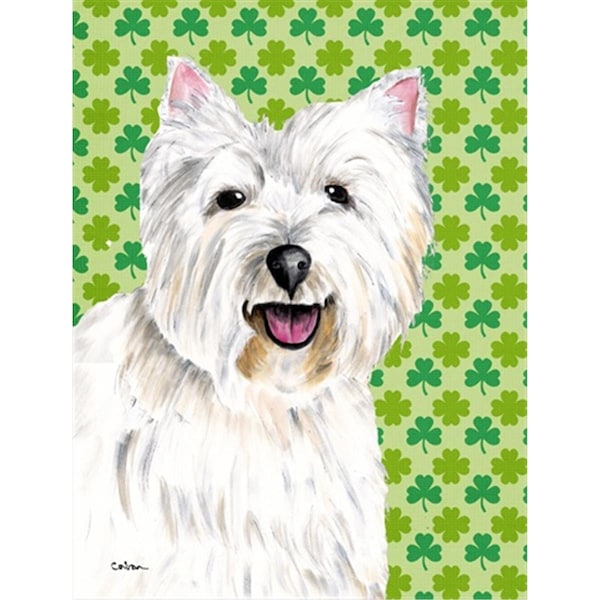 Patioplus 15 x 15 in. Westie St. Patricks Day Shamrock Portrait Garden Size Flag - PA245668