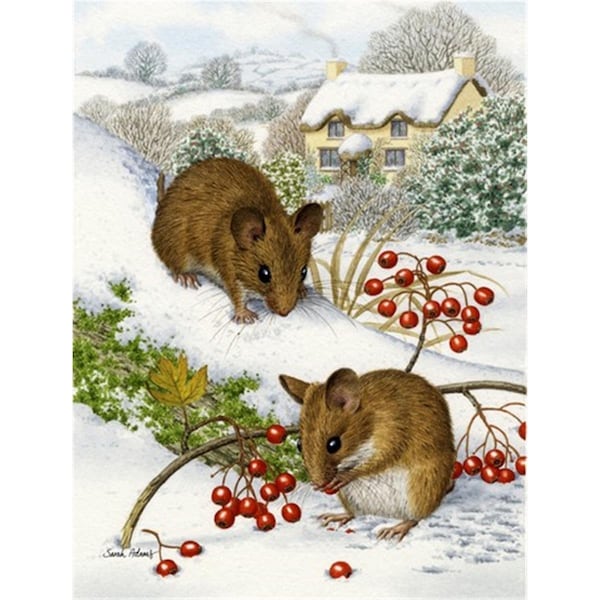 Carolines Treasures Wood Mice And Berries Flag Canvas House Size - ASA2028CHF