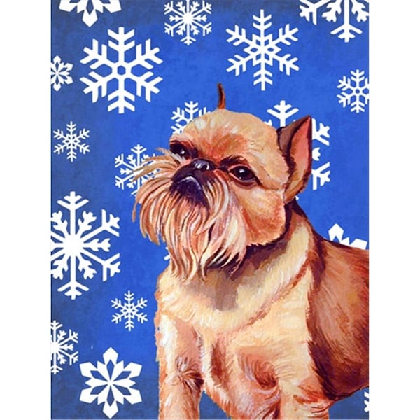Patioplus 11 x 15 in. Brussels Griffon Winter Snowflakes Holiday Garden Size Flag - PA246732