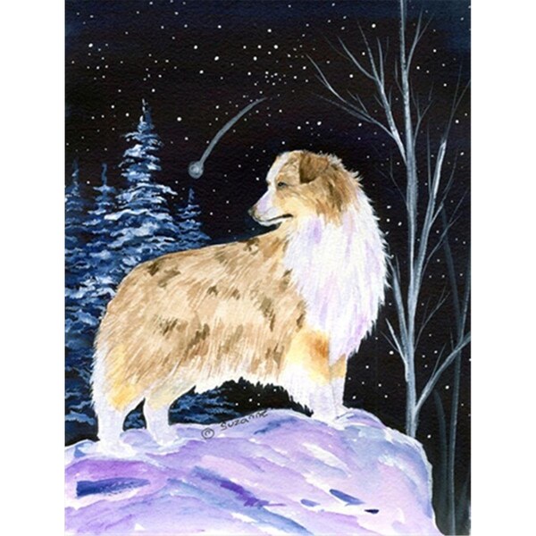 Carolines Treasures Starry Night Australian Shepherd Canvas Flag - House Size- 28 x 40 in. - SS8359CHF