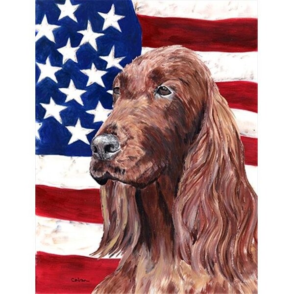 Carolines Treasures Carolines Treasures SC9510GF Irish Setter USA American Flag Flag Garden Size - SC9510GF