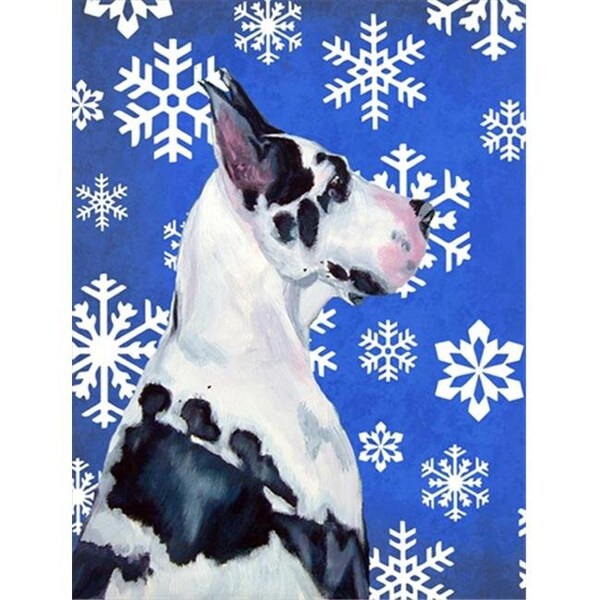 Carolines Treasures Carolines Treasures LH9281CHF 28 x 40 in. Great Dane Winter Snowflakes Holiday House Size Canvas Flag - LH9281CHF