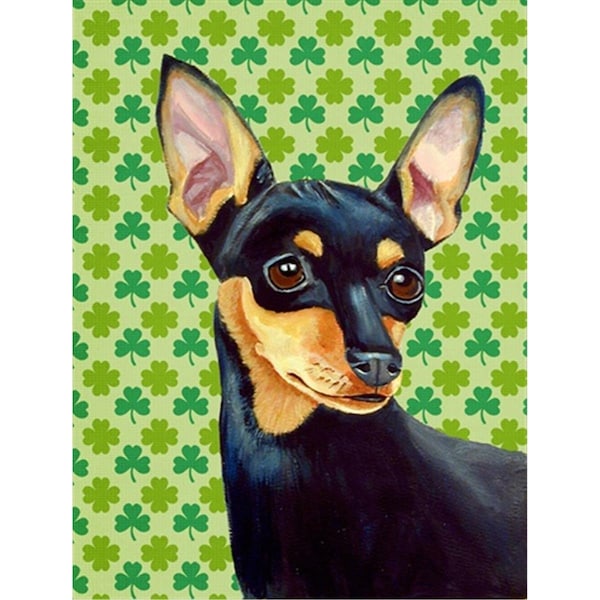 Patioplus Min Pin St. Patricks Day Shamrock Portrait Flag - Garden Size - PA55146