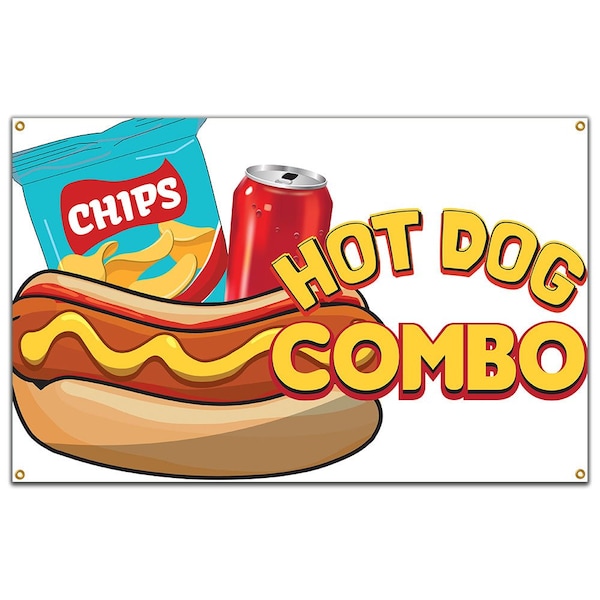 Signmission Hot Dog Combo Banner Concession Stand Food Truck Single Sided - B-60 HOT DOG COMBO19