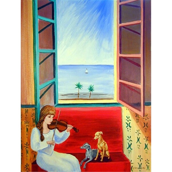 Patioplus Italian Greyhounds with Mom and Violin Canvas Flag - House Size, 28 x 40 in. - PA2554518