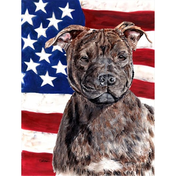 Patioplus Staffordshire Bull Terrier Staffie with American Flag USA Flag Garden Size - PA245867