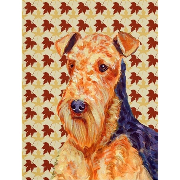 Patioplus 11 x 15 In. Airedale Fall Leaves Portrait Flag; Garden Size - PA730444