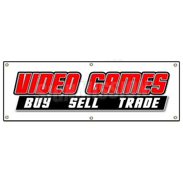 Signmission VIDEO GAMES BANNER SIGN buy sell trade game signs computer rental rent - B-72 VIDEO GAMES