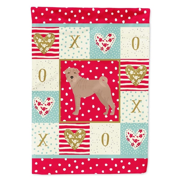 Carolines Treasures 28 x 0.01 x 40 in. Shar Pei No.2 Love Canvas House Flag - CK5894CHF
