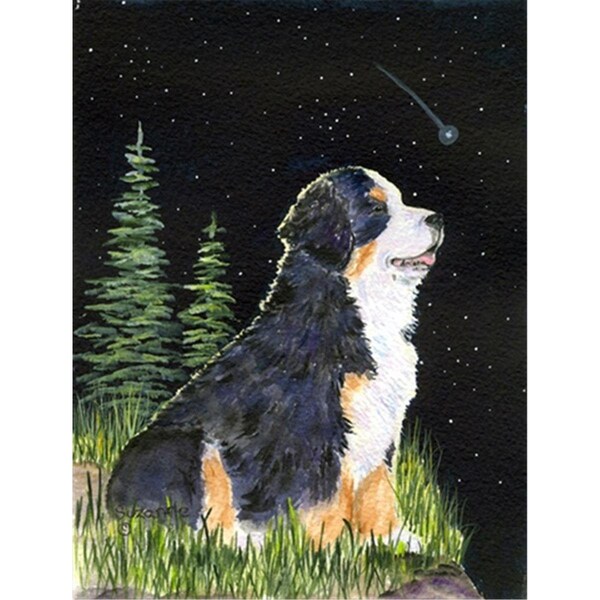 Patioplus Starry Night Bernese Mountain Dog Canvas Flag - House Size, 28 x 40 in. - PA2554505
