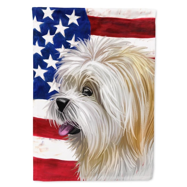 Carolines Treasures Lhasa Apso American Canvas House Flag - 28 x 0.01 x 40 in. - CK6607CHF