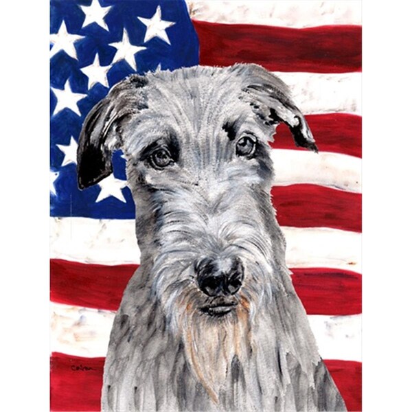 Carolines Treasures Scottish Deerhound With American Flag USA Flag Canvas House Size - SC9634CHF
