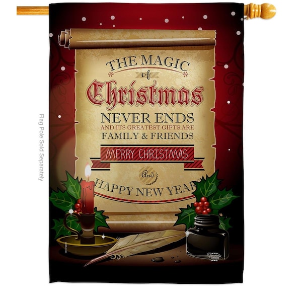 Ornament Collection Ornament Collection H192267-BO 28 x 40 in. Magic Christmas House Flag with Winter Double-Sided Decorative Vertical Flags Decoration Banner Garden Yard Gift - H192267-BO