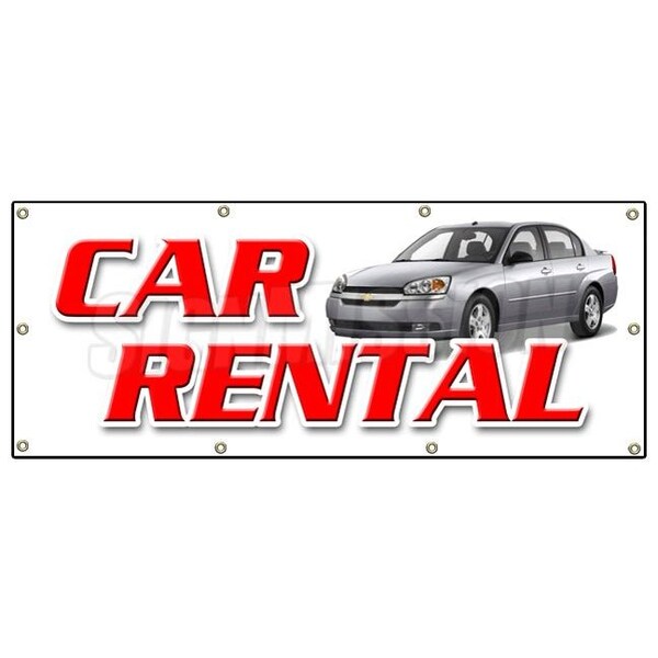 Signmission CAR RENTAL BANNER SIGN auto rent daily weekly automobil low rate - B-96 CAR RENTAL