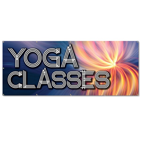 Signmission Yoga Classes, 48 Inch, Banner - B-120-30441