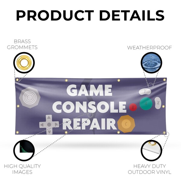 Signmission Game Console Repair, 36 Inch x 96 Inch, Vinyl Banner - B-96-30667