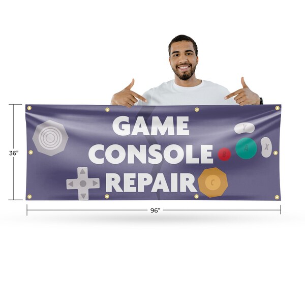 Signmission Game Console Repair, 36 Inch x 96 Inch, Vinyl Banner - B-96-30667
