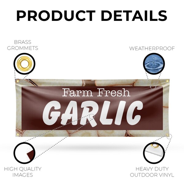 Signmission Farm Fresh Garlic, 18 Inch x 48 Inch, Vinyl Banner - B-30592