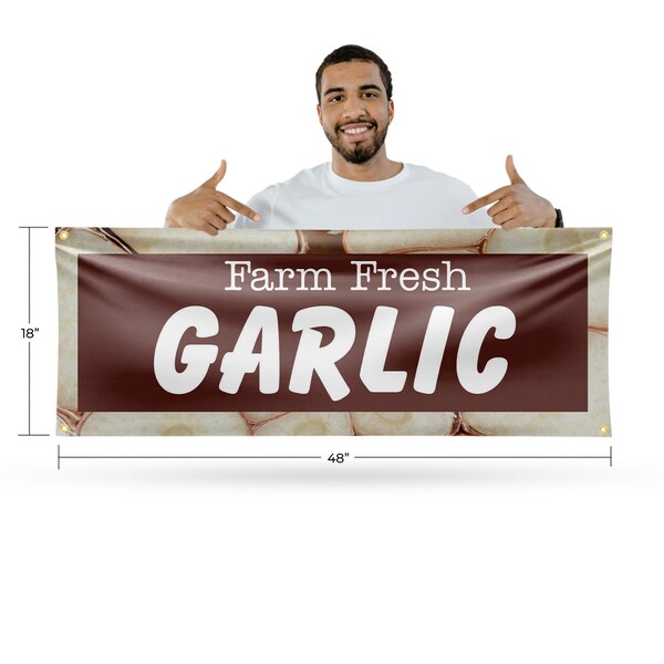 Signmission Farm Fresh Garlic, 18 Inch x 48 Inch, Vinyl Banner - B-30592