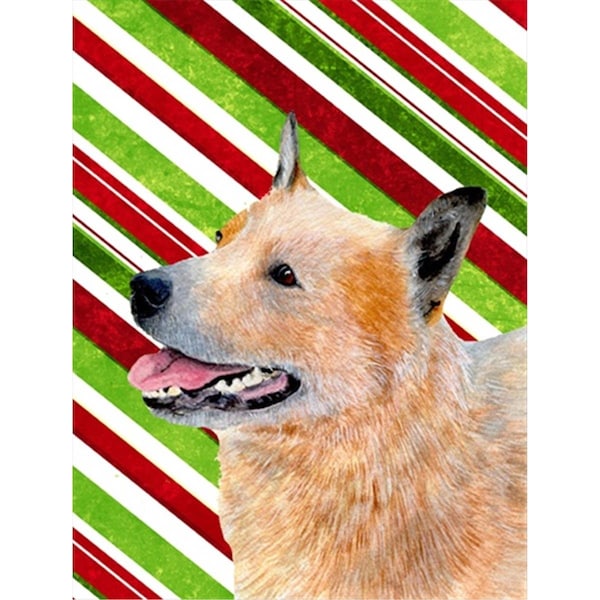 Patioplus 11 x 15 in. Australian Cattle Dog Candy Cane Holiday Christmas Garden Size Flag - PA714080