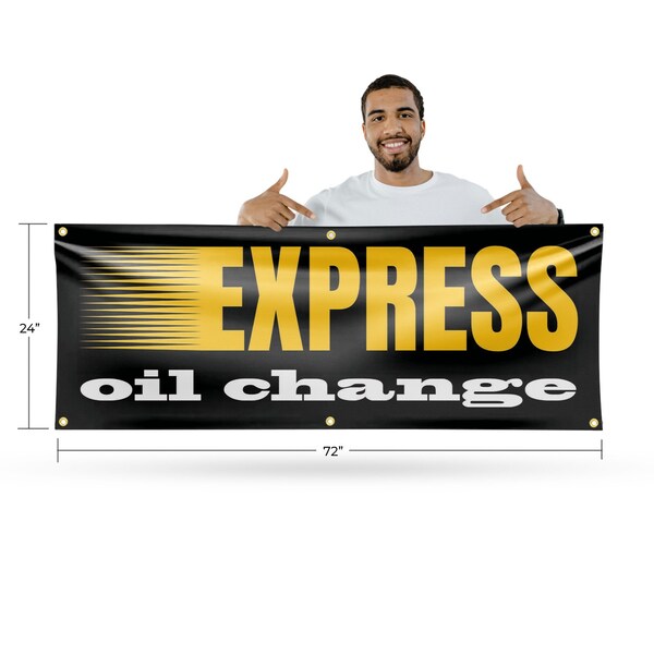 Signmission Express Oil Change, 24 Inch x 72 Inch, Vinyl Banner - B-72-30570