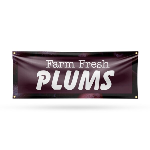 Signmission Farm Fresh Plums, 18 Inch x 48 Inch, Vinyl Banner - B-30609