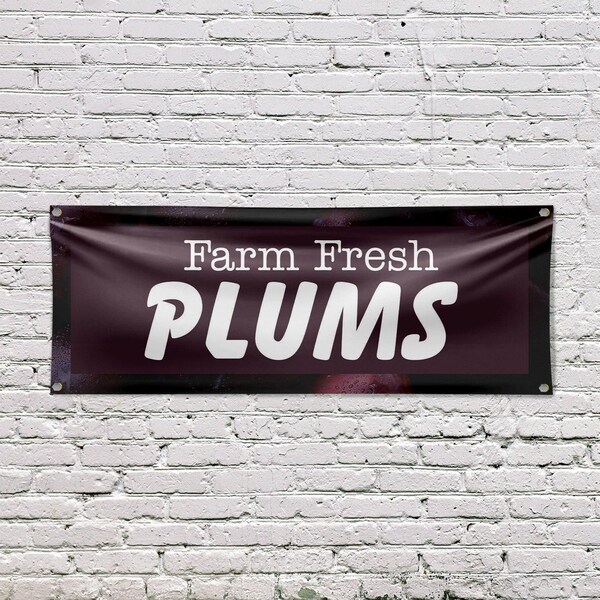 Signmission Farm Fresh Plums, 18 Inch x 48 Inch, Vinyl Banner - B-30609