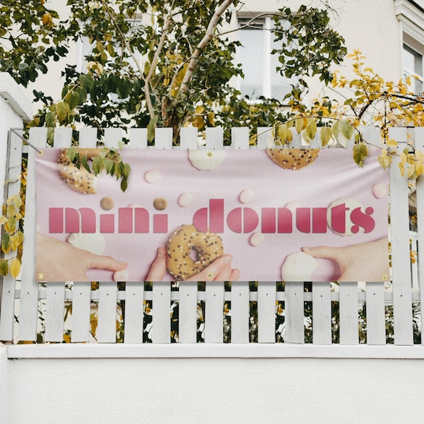 Signmission Mini Donuts, 24 Inch x 72 Inch, Vinyl Banner - B-72-30740