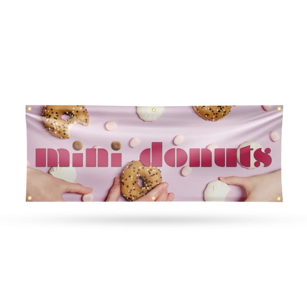 Signmission Mini Donuts, 24 Inch x 72 Inch, Vinyl Banner - B-72-30740